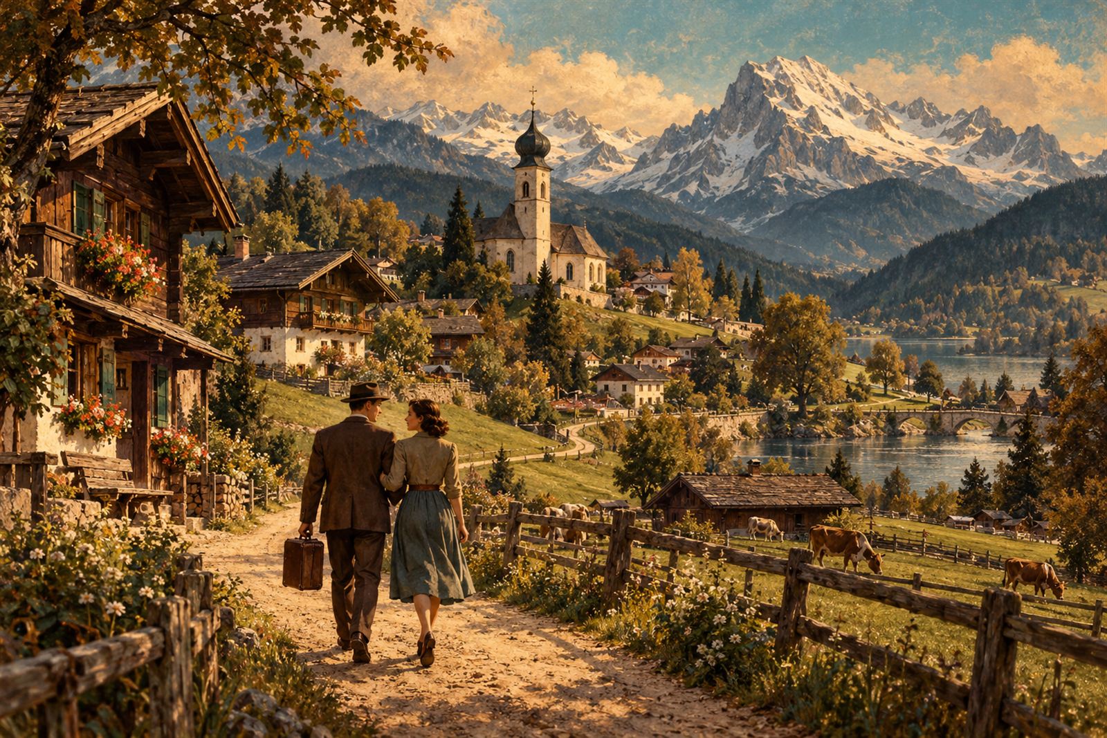 Vila nos Alpes, na fronteira entre Áustria e Alemanha