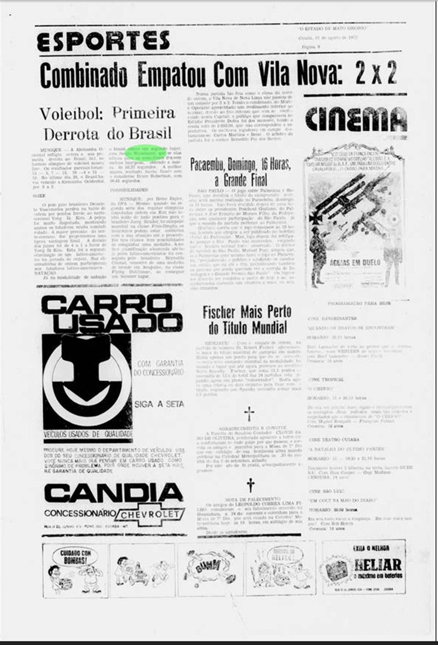 O Estado de Mato Grosso, 31 de agosto de 1972